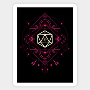 Esoteric Pink Polyhedral D20 Dice of the Witch Sticker